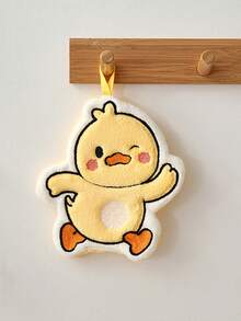 4pcs/1pc Coral Fleece Soft Absorbent Lint-Free Hanging Hand Towel Cute Little Duck Design Hanging Multi-Functional Quick-Dry Bathroom Kitchen Towel Rag - Yellow - View 13