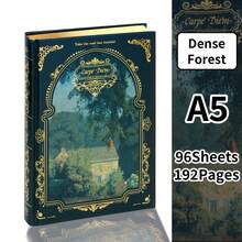1Pc A5,192Pages,Hot-Stamped Oil Painting Landscape Pattern Hardcover Notebook, Vintage-Style Ruled Pages, Portable Travel Journal, Perfect Gift, School & Office Supplies, Creative Gift - A5 - View 16