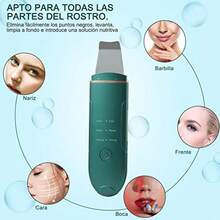 Limpiador Facial Ultrasónico, Sebami Exfoliación facial ultrasónica Skin Scrubber USB Recargable, Depurador facial de Poros para Eliminación de Espinillas y Rostro Verde - verde - Ver 5