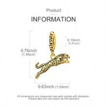 1pc Original 925 Sterling Silver Pendant Bead 18K Gold Plated Black Pattern Tiger Head Pendant Elegant Jewelry Gift Compatible With Original Bracelet & Necklace DIY - Gold - View 3