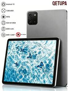 Qetupa 10.1 吋 Android 15 平板電腦 MTK6797 八核心 2.0GHz 處理器 4GB RAM 64GB/128GB ROM WiFi 6 藍牙 5.2 HD IPS Incell 螢幕 雙鏡頭 6000mAh 電池 Type C 便攜平板 無 SIM 卡 節日與週年紀念佳禮 (不含適配器) - 灰色 - 查看 1