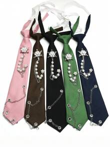1pc Snowflake Chain Tie-Free Necktie, Casual Business Party Gift, Daily Preppy Street Style - Multicolor - View 12