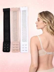 Elastic Extra Long Bra Extender, 3 Rows 2 Hooks Design, Multiple Colors Available: Apricot White, White, Fashion Accessory, Perfect Fit For Bras - Multicolor - View 10