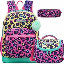 Conjunto de mochila escolar 3 en 1 para niñas, mochila estampada con bolso bandolera y estuche para lápices, diseño lindo, ligero y duradero, adecuado para estudiantes - Mochila escolar infantil - Ver 10