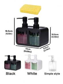 Dispensador de jabón de cocina, juego de dispensador de jabón para platos, botella dispensadora de jabón para manos, soporte para esponja y estante para platos, caja de jabón, adecuado para almacenamiento en la encimera del fregadero de la cocina - Accesorio práctico de cocina - (Toalla no incluida) - Multicolor - Ver 12
