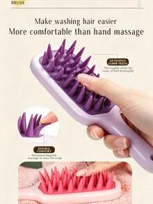 Silicone Scalp Scrubbing Brush Designed To Solve Incomplete Hair Cleansing And Nail Scratching, Soft Pointed Teeth Design Deeply Cleans Hair Roots Oil And Dandruff, Does Not Damage Scalp Or Scratch Nails, Massages Scalp During Hair Washing To Promote Circulation And Relieve Tension, Non-Slip Handle Easy To Grip, Waterproof Durable And Easy To Rinse, Dry And Wet Use, Hair Washing And Scalp Massage In One Step, Say Goodbye To Hygiene Risks Of Traditional Hair Washing, Easily Get A Refreshing Scalp, Multiple Colors Available, Essential Home Care Tool - Multicolor - View 5