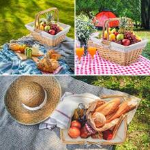 Grand panier de pique-nique en osier avec poignée, panier cadeau à remplir, panier à ouverture supérieure convenant pour le jardinage, les fruits, les bonbons, le vin, la collecte d'œufs de Pâques, les mariages, les légumes et plus encore - Multicolore - Voir 6