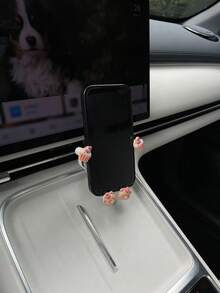 1個仿真甜點甜甜圈車用手機支架，卡通熊DIY奶油膠樹脂裝飾配件，車用出風口手機導航支撐架，通用夾式車用手機支架，360°旋轉穩定導航支架，車內裝飾與收納 - A - 查看 5