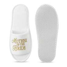 Gold MOTHER OF THE BRIDE White Comfortable Fabric 6mm Thick EVA Sole Lightweight Open Toe Slippers Suitable For 28cm Foot Length Indoor Travel Wedding Party - Gold MOTHER BRIDE - View 6