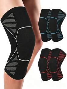 2pcs Knee Compression Sleeves For Men And Women Running - Knee Support For Weightlifting, Gym, Workout, Volleyball - Multicolor - View 1
