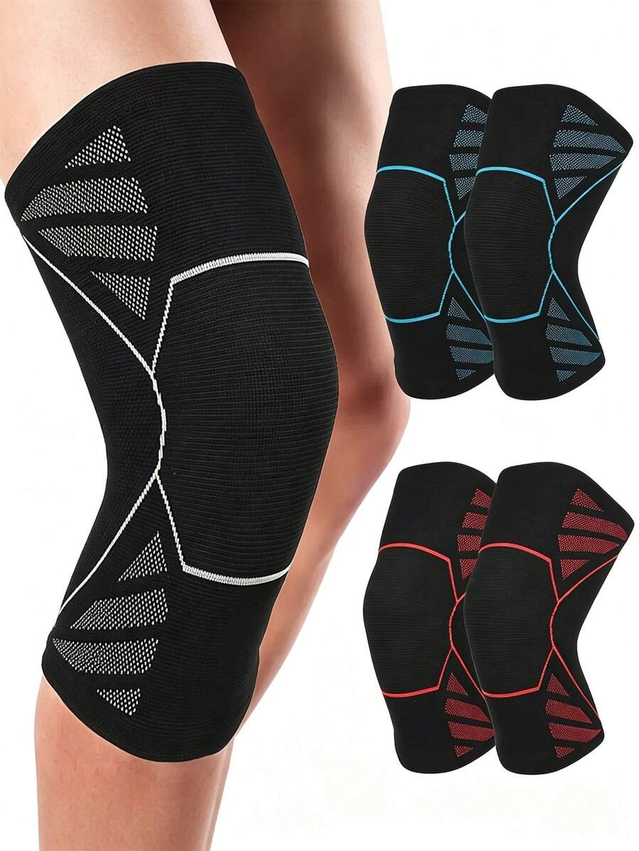 2pcs Knee Compression Sleeves For Men And Women Running - Knee Support For Weightlifting, Gym, Workout, Volleyball - Multicolor - View 1