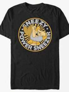 Sneezy Round T-Shirt, Loose Fit Retro T-Shirt - Back - View 1