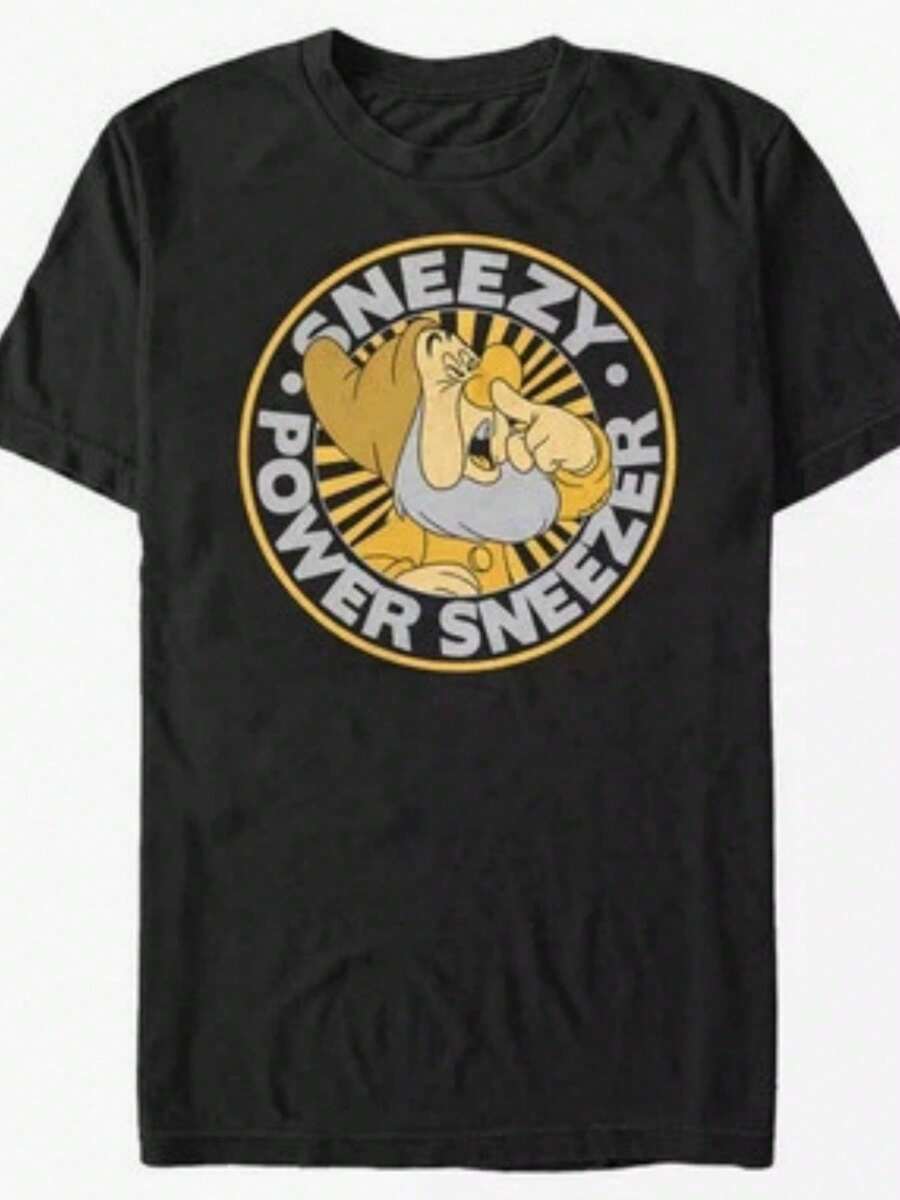 Sneezy Round T-Shirt, Loose Fit Retro T-Shirt - Back - View 1