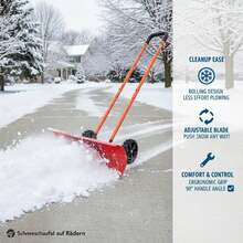 [Free Shipping] Snow Pusher Shovel With Wheels, 37.8 In Wheeled Snowplow Shovel With Bi-Directional Angled Blade & 90° Adjustable Handle, Durable Plastic Winter Shovels, Portable Snow Removal Tool For Driveway-XY111996 - Default0 - View 4
