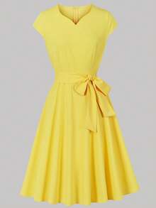 Vestido de Color Sólido para Mujer - Burdeos - Ver 4