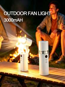 Premium Handheld Fan Light, 5-Speed Wind, 3000mAh Large Capacity Battery, 3 Lighting Modes, Multi-Function Desktop Cooling Fan, Shatter-Resistant PC Body, Suitable For Travel, Camping, Home - Various - View 2