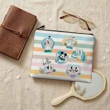 Disney Classic Characters Lovely Canvas Pouch, Gentle Pastel Rainbow Tone For Daily Makeup & Personal Items - 10 X 8.1 Inches - View 6