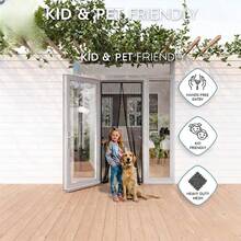 1pc Black Self-Sealing Magnetic Screen Door With Magnetic Mesh Screen, Keeps Insects Out, Easy To Install, Suitable For Summer Use - Multicolor - View 7