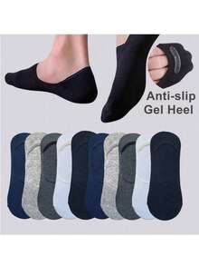 5/10 Pairs (Randomly Shipped) Plus Size Men's Non-Slip Silicone Heel Invisible Short Socks, Suitable For Daily Or Sports - Multicolor - View 8