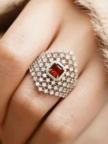 1pc Exquisite Cubic Zirconia Ring, Suitable For Women, Can Be Used For Weddings, Engagements, Valentine's Day, Parties And Other Occasions, Ideal Gift Choice. - 5# - View 6