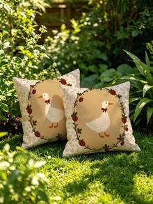 1pc Cute Goose Pattern Throw Pillow Cover - Removable Pillowcase, Suitable For Sofa, Living Room, Office, Home Decor, Holiday And Party Decoration - Fresh Cartoon Style Decorative Pillowcase - Gift Choice - Machine Washable (Single-Sided Print; Pillow Insert Not Included) - Multicolor - View 8