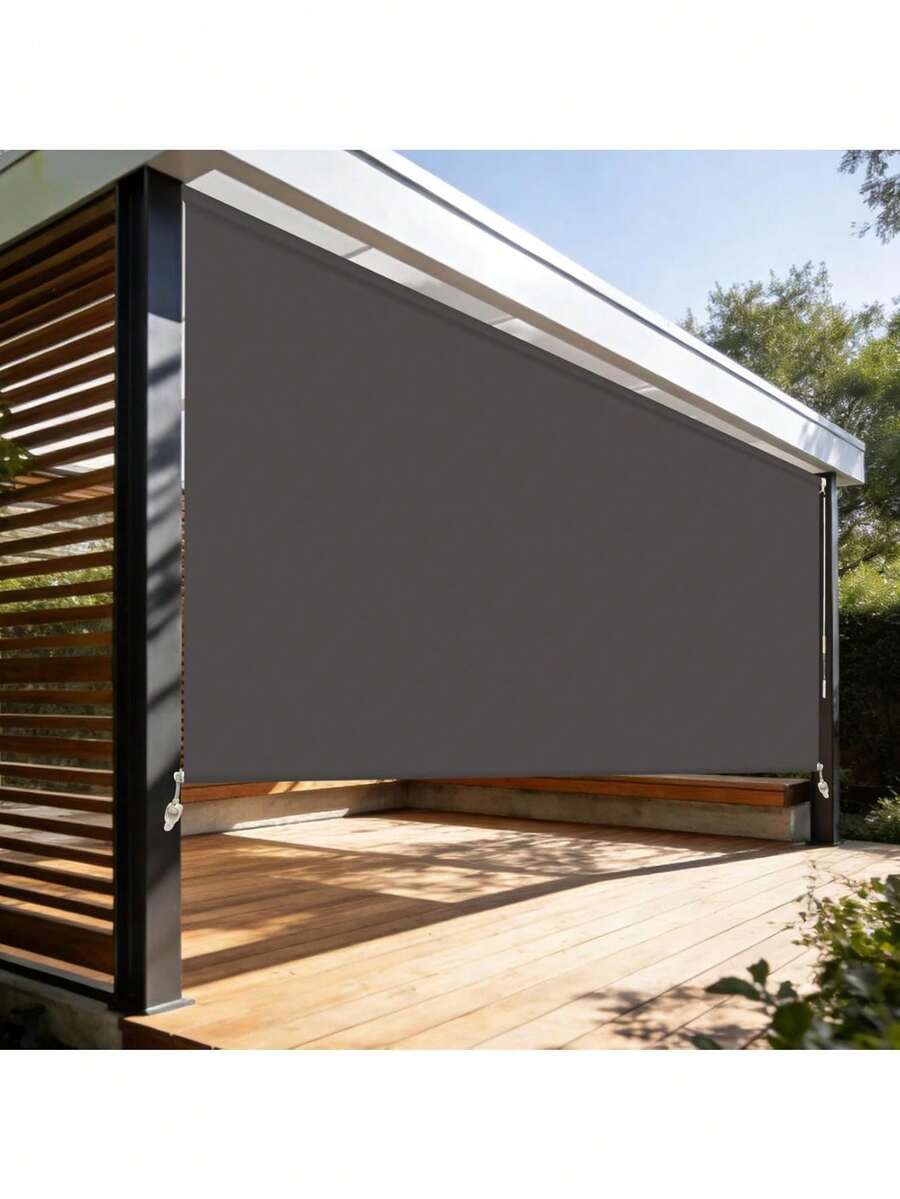 Blackout Cordless Outdoor Roller Blinds, Waterproof Exterior Roll Up Window Shades, Weatherproof Outdoor Shades Patio, Gazebo, Lanai, Pergola, Porch, And Balcony, Dark - Star - View 1