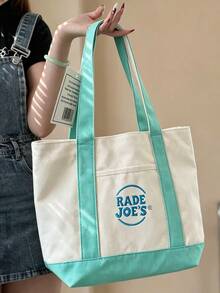 Trader Joe Large Tote Shopping Bag Cotton Canvas Embroidered Bag - 多色1 - 查看 4