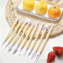 9pcs Fondant Tool Set Includes 9 Double-Ended Tools, 1 Sculpting Pen, 1 Cream Cake Carving Pen, Fondant Decorating Tools, Suitable For Kitchen DIY Cream Baking Tools - White - View 1