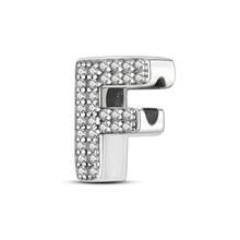 1pc S925 Sterling Silver 26 Letter Bead, Featuring Original 3D Rhinestone Design. This Versatile Letter Spacer Bead Is Suitable For Bracelets And Necklaces. Customize Your Own Initial Jewelry To Showcase Your Unique Style, Perfect For Handmade Crafts Or Daily Wear. - Silver - View 28