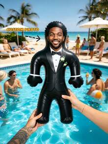 1pc Customized Face Inflatable Blow-Up Prop, Bachelorette/Bachelor Party Gift, Bride/Groom Prank Gift, Novelty Pool Birthday Wedding Decoration - Multicolor - View 3