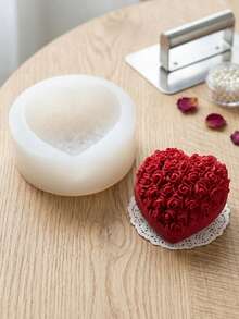 1pc Heart Rose Silicone Mold, Suitable For Cake Decoration, Chocolate, Pudding, Candy Silicone Mold - Multicolor - View 3