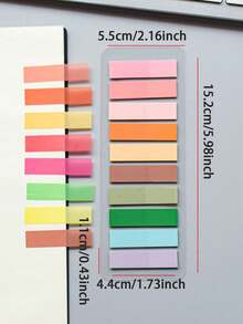 1600/1200/600/200pcs Random Style European Vintage Color Fluorescent PET Transparent Sticky Notes, 200 Sheets Per Pack, Morandi Style Memo Pads, Index Tabs, Classification Labels, Back To School - one-size - View 2