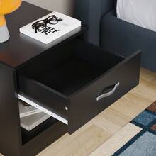 Home Discount Vida Designs Riano 1 Drawer Bedside Chest Cabinet Table Nightstand Coffee Sock Drawers Storage Organisation Display - Black - Black - View 7