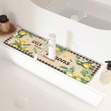 1pc Kitchen Lemon Sink Faucet Water Absorption Pad, Drainage Pad, Kitchen, Bathroom Sink, Countertop, Drainage Pad, Diatomite Washbasin, And Cuttable Quick-Drying Pad. - Multicolor - View 3