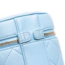 Authenticated Chanel PRE-OWNED Mini CC Quilted Lamb-Skin Vertical Vanity Case Bag - Blue - View 6