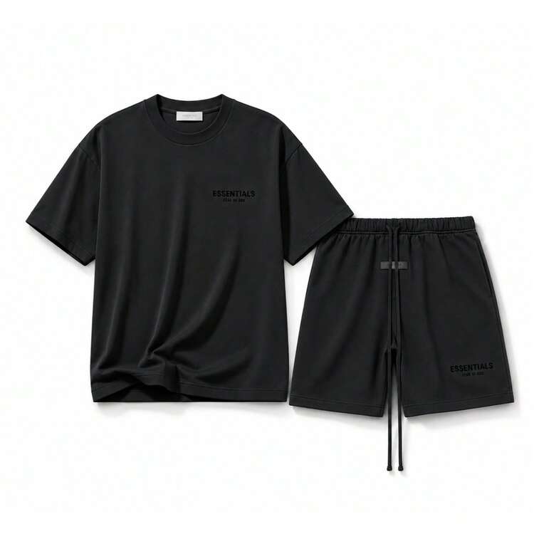Fear Of God Essentials Classic Tee + Shorts Set SS25 Black Unisex