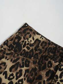Pantalones cortos de mujer con estampado de leopardo de moda, para verano - Marrón - Ver 4