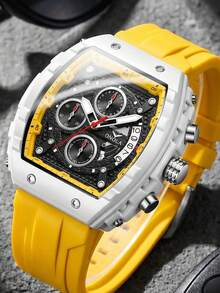 ONOLA Brand Men's High-Quality Fashion Sports Watch, Luminous Dial Quartz Multifunction Chronograph Wristwatch - Black - View 8