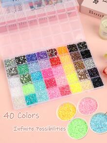 40 Colors AB Resin Flat Back Rhinestones, Multi-Size Shiny Gems, Includes Picking Pen And Tweezers, Suitable For Nail Art DIY Handmade Decoration - Multicolor - View 5