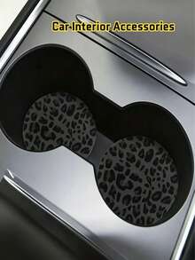2pcs Black Leopard Print Car Cup Coasters - Non-Slip Design, 7cm Diameter. Made Of Natural Rubber Material, Washable. Each Weighs Only 10g, Perfect Accent For Your Car Interior. Not Only Suitable For Daily Use By Car Owners, But Also An Excellent Gift For Car Enthusiasts. - A - View 8