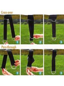 1/2/4pcs Sangles de suspension pour balançoire d'arbre robustes avec mousqueton (Taille 8 avec écrou), Sangles de hamac résistantes aux intempéries et faciles à installer, Convient pour suspendre l'équipement de camping et les sacs de sable, Accessoires d'extérieur, Cadeau de la fête des pères, Essentiels de camping - Noir - Voir 6