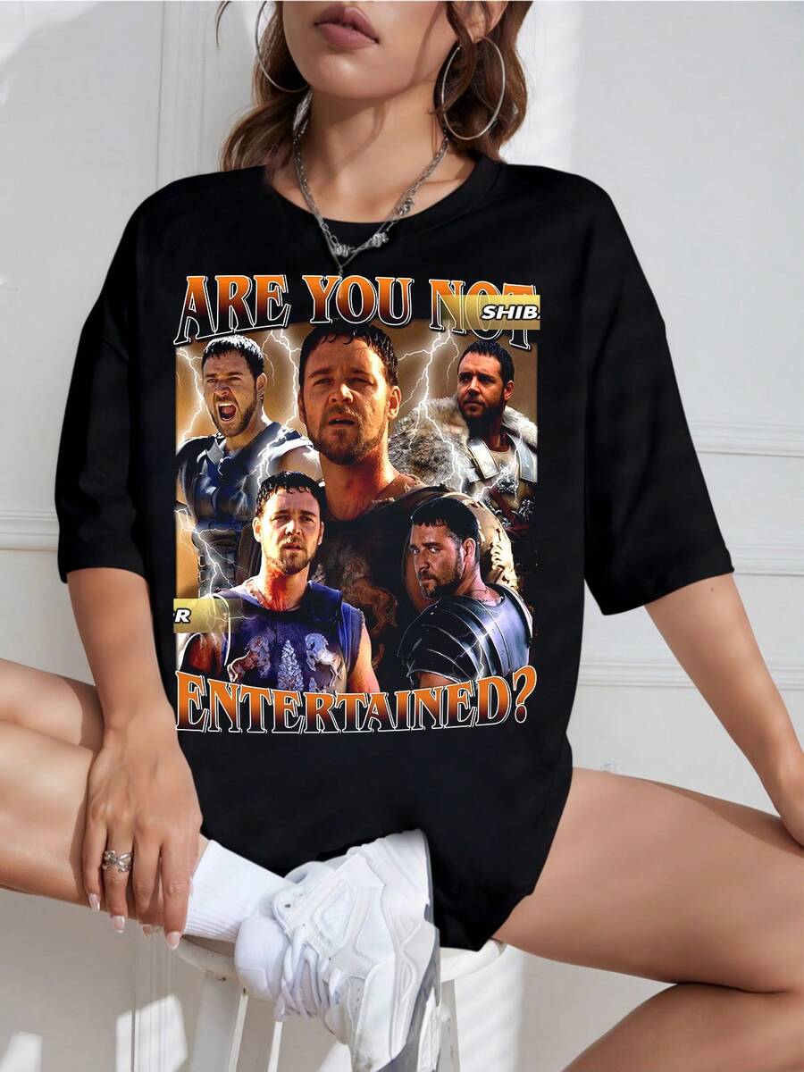 Don't Like Russell Crowe As Maximus The Gladiator? Retro Vintage 90s Style T-Shirt_2026 New Gladiator Maximus T-Shirt, Graphic T-Shirt Inspired By The Russell Crowe Film, Unisex Sizes Available, Retro Lig - Black - View 1