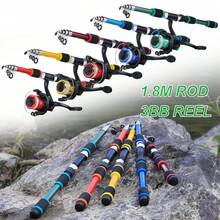 Caña de Pescar Giratoria Sougayilang y Carrete, Caña telescópica Combo1.8M con Carrete de Pesca 5,2:1 3BB, Arrastre Máximo, Kit de Pesca Completo de 5kg - Equipaciones completas naranjas - Ver 5