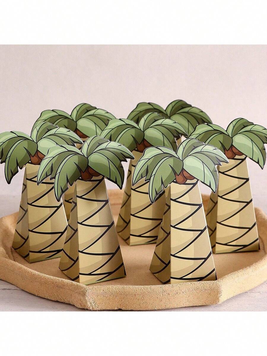 1-80 Pieces 10.5x5x14cm Middle Eastern Pyramid Gift Box - Green Foil Palm Design, Reusable, Suitable For Sweets, Chocolates, Spices, Ramadan, Eid & Arabian Nights Party Gifts