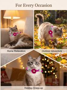 1pc Customized Rhinestone Flower Decor Pet Collar, Cartoon Anti-Choking Buckle Adjustable Size, Suitable For Cats Under 5kg Or Small/Medium Dogs, Personalized Label,Christmas Gift Supplies - Multicolor - View 6