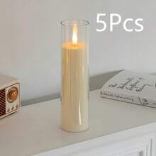 1pc Ivory Wax Cup Set, Flameless LED Electronic Candle Lights, Modern Atmosphere Home Decor, Suitable For Dining Table, Bedroom, Living Room, Holiday Gift - White - View 17