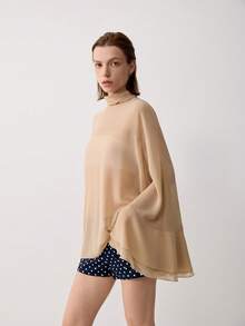Women's Solid Color Stand Collar Casual Versatile Daily Wear Top - Apricot - View 7