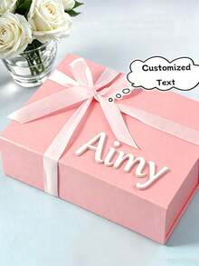 Personalized Gift Box With Lid, Magnetic Decorative Box With Custom Name - Ribbon Closure - Sturdy Cardboard Gift Box For Bridesmaids, Groomsmen, And Wedding Party - Bridesmaid Gift Box, Magnetic Lid Storage Box, Suitable For Wedding Celebrations - Multicolor - View 2