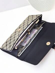 Women's Long Wallet Patchwork Printed Pattern Handheld Wallet Minimalist Multifunctional Wallet - Black - View 2