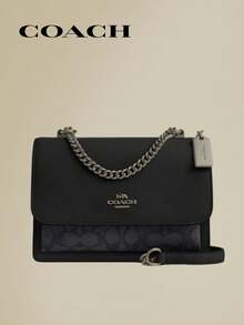 Coach 女款 Clara 標誌性鉚釘小方型斜背包單肩包 女禮物 - 黑色 - 查看 1